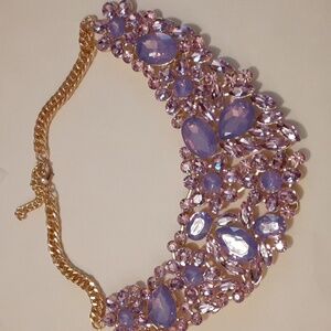 Lilac crystal gold necklace.